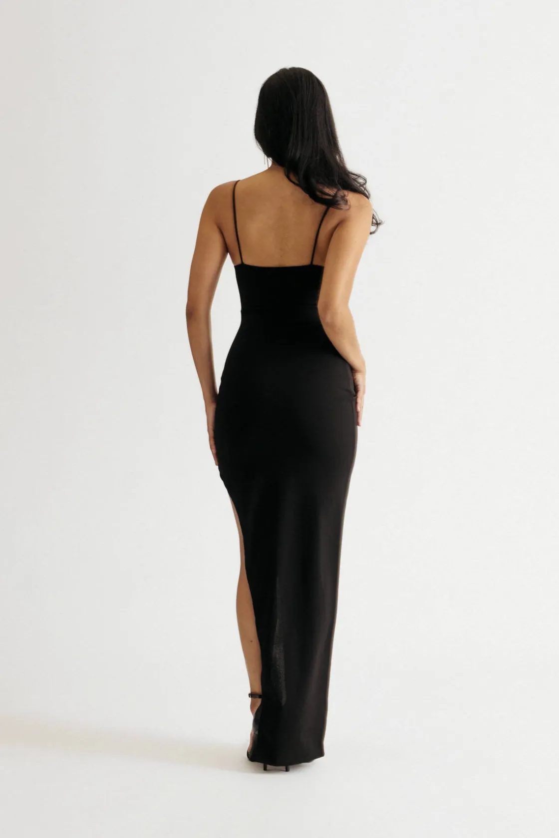 Tobi A Thing Called Love Black Side Slit Maxi Dress