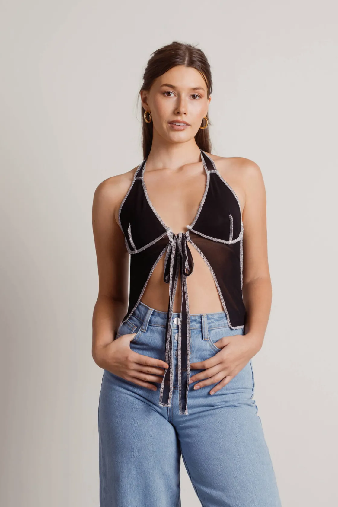 Tobi A Time Before Crop Top - Black