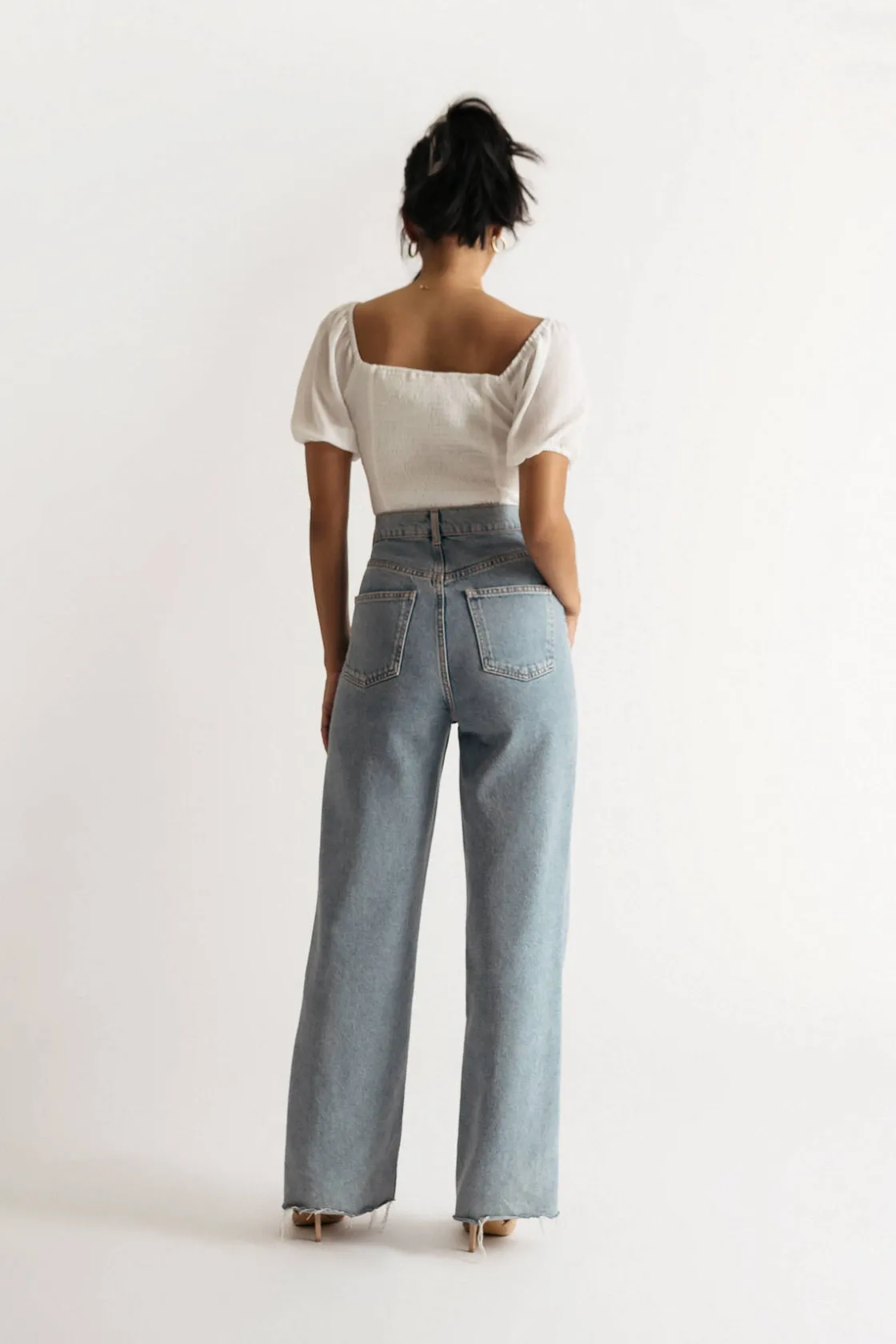 Tobi About Time Puff Sleeve Smocked Crop Top