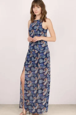 Tobi Abrianna Paisley Print Double Slit Maxi Dress -