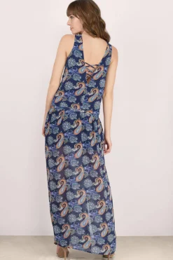 Tobi Abrianna Paisley Print Double Slit Maxi Dress -