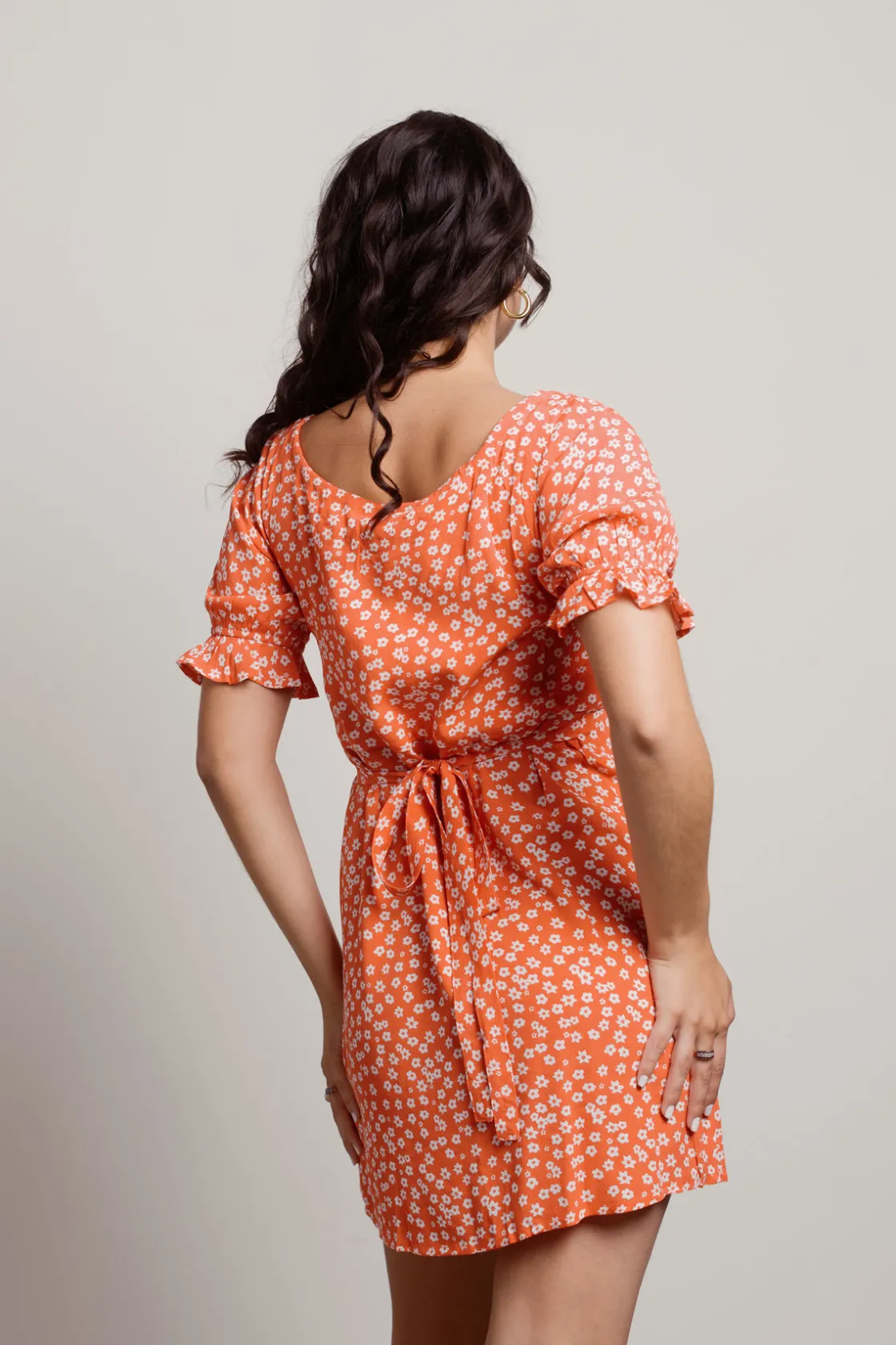 Tobi Adella Floral Front Tie Mini Dress -