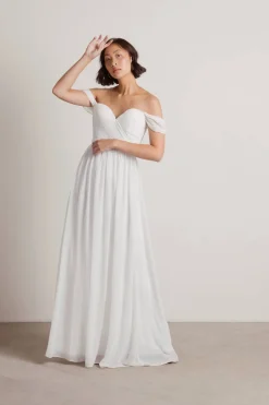 Tobi Adrienne Off The Shoulder Sweetheart Maxi Dress - Ivory
