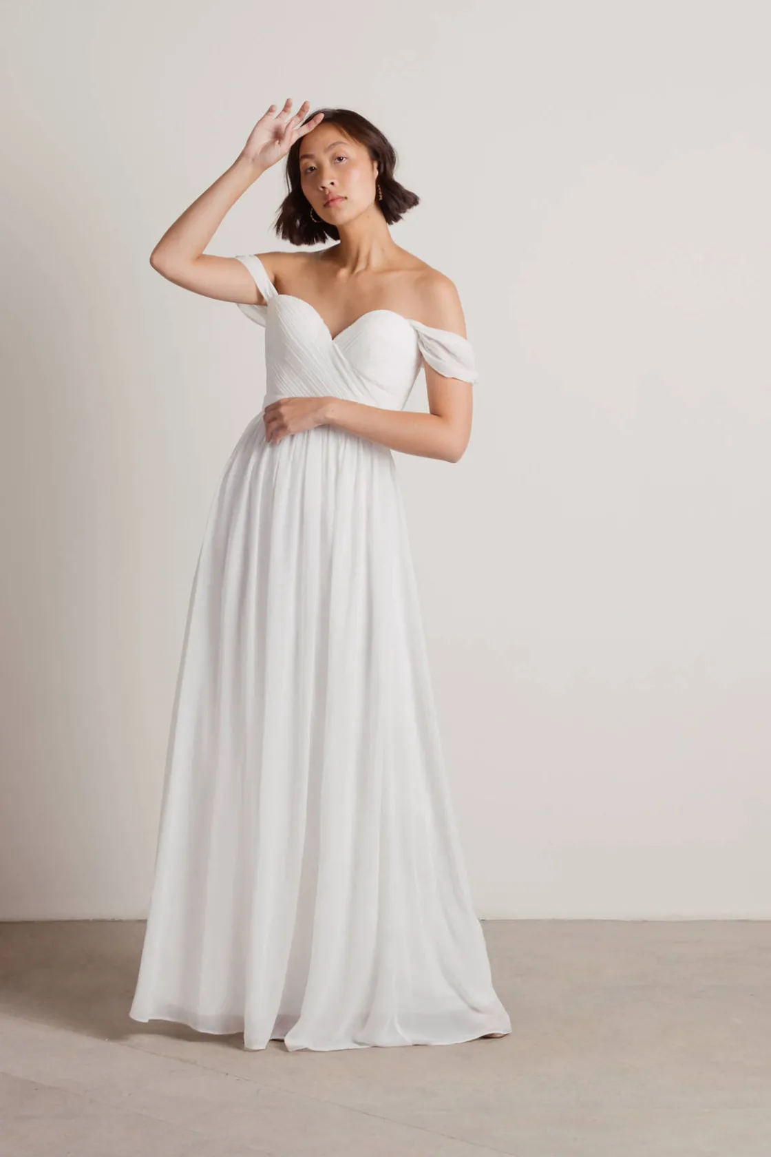 Tobi Adrienne Off The Shoulder Sweetheart Maxi Dress - Ivory