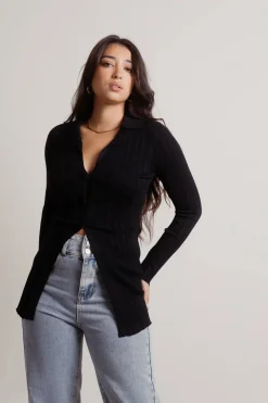 Tobi After Hours Collared Button Up Sweater