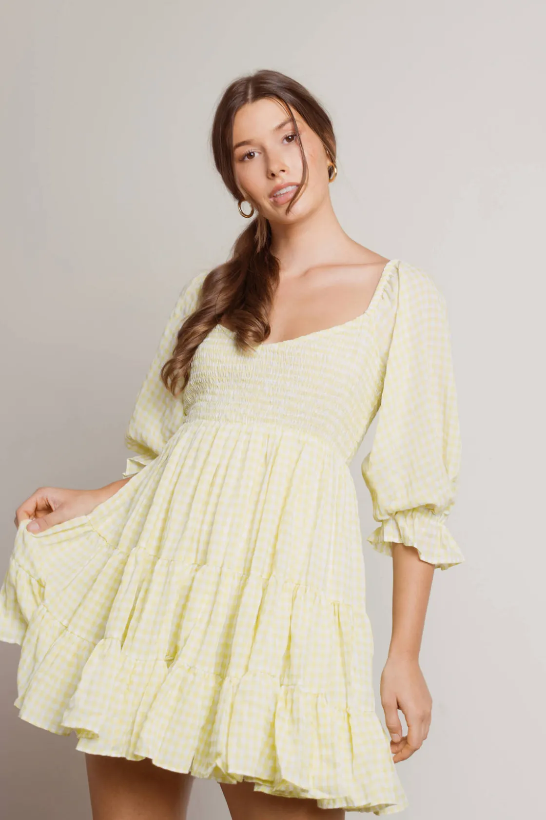 Tobi Afternoon Sun Tiered Babydoll Mini Dress -