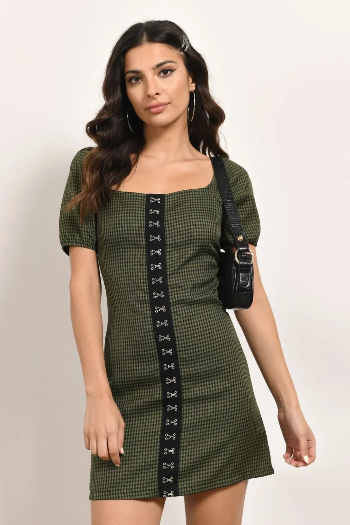 Tobi Aisha Hook And Eye Gingham Mini Dress -