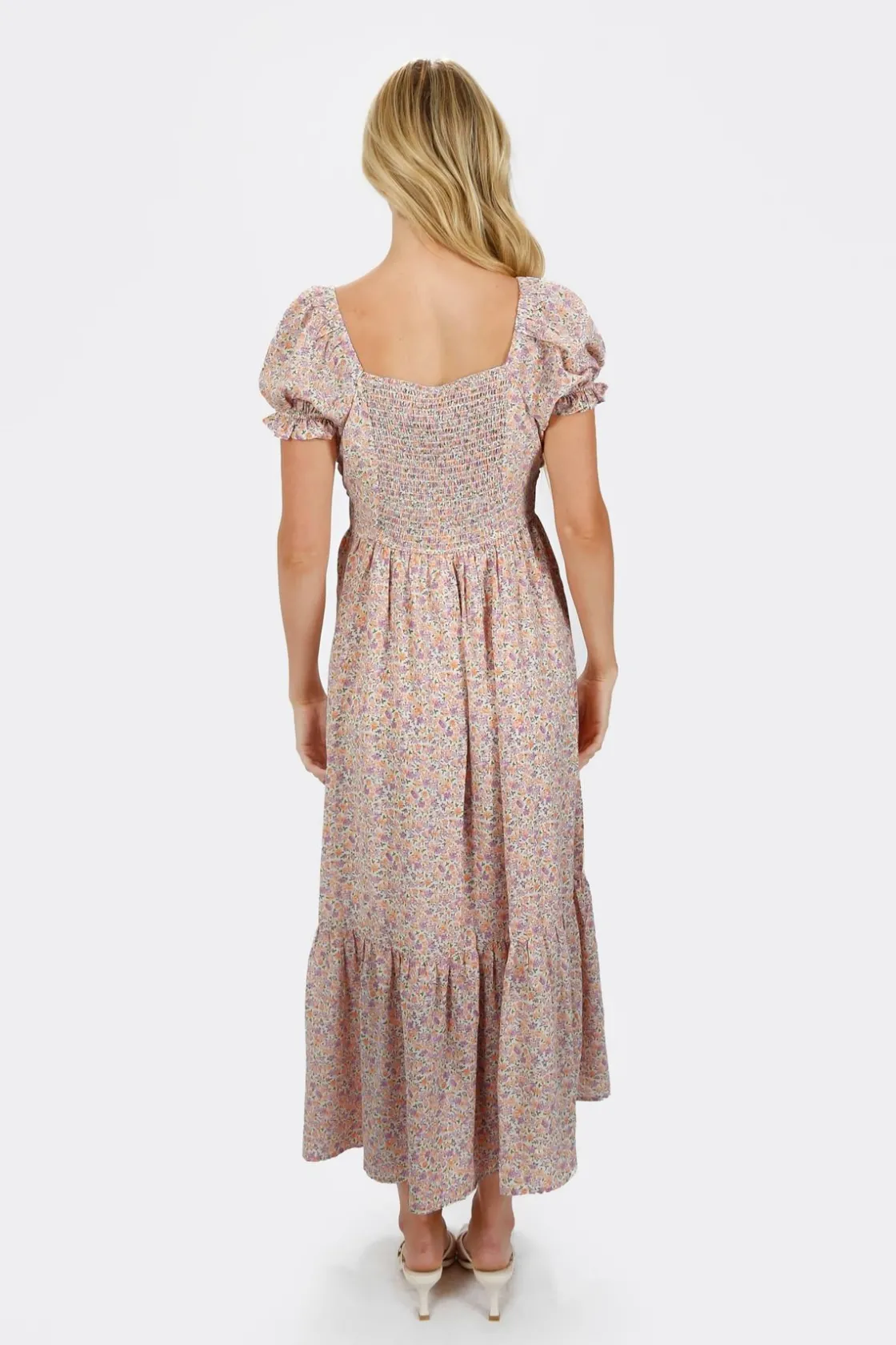 Tobi Alaia Floral Puff Sleeve Maxi Dress -