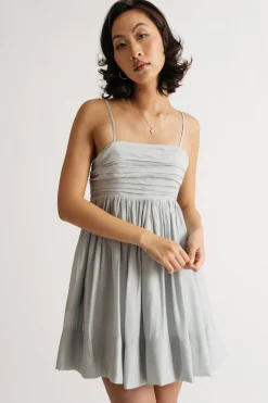 Tobi Alala Pleated Gathered Babydoll Mini Dress