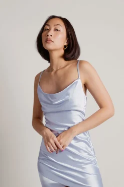 Tobi Alaleh Satin Surplice Mini Dress - Black