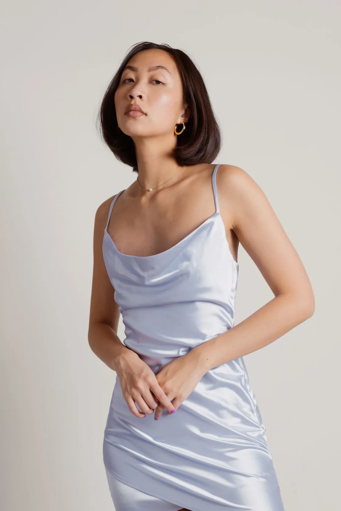 Tobi Alaleh Satin Surplice Mini Dress - Black