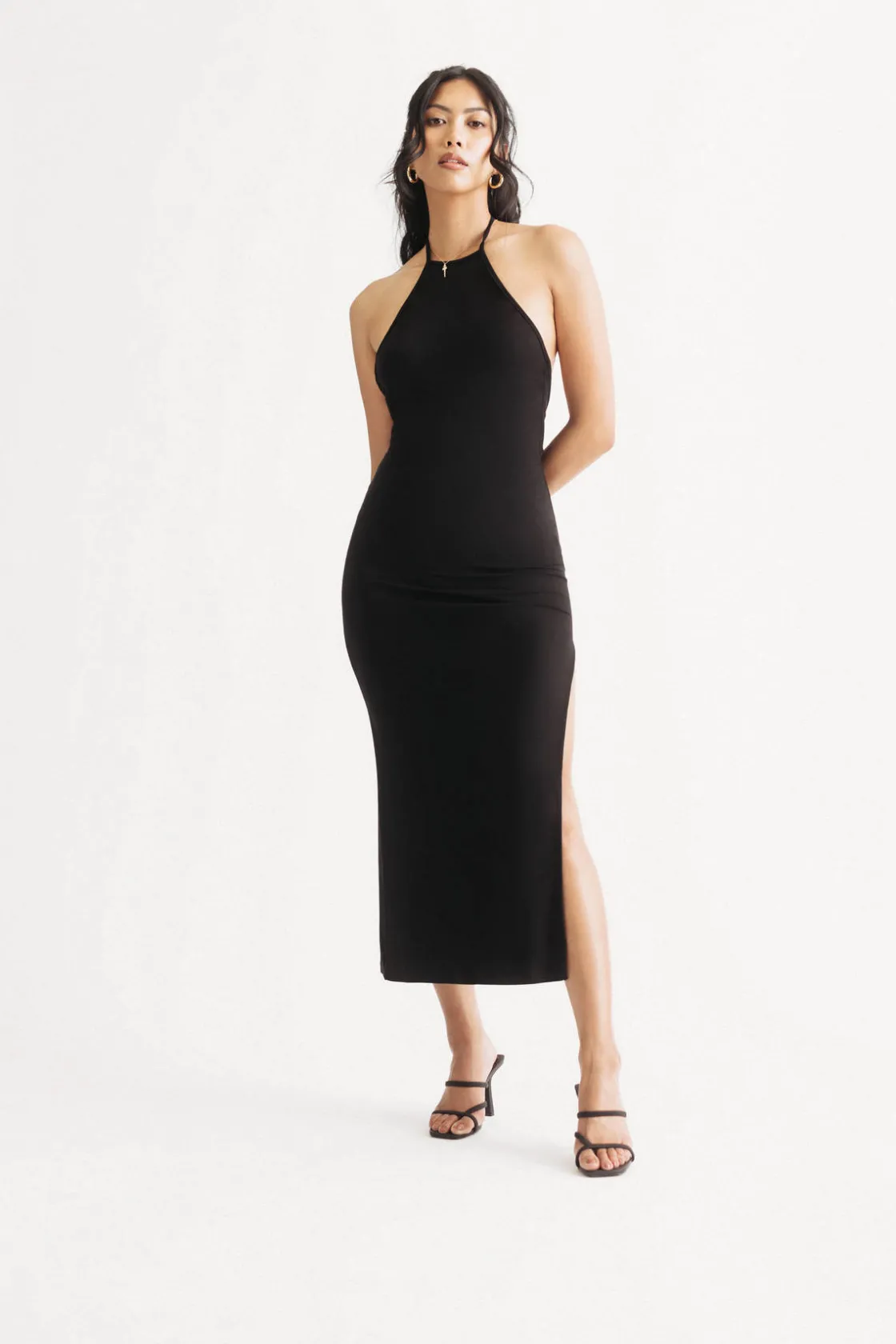 Tobi Alani Backless High Slit Mini Dress - Black