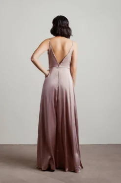 Tobi Alessandra Ivory Cowl Neck Satin Maxi Dress