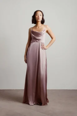 Tobi Alessandra Ivory Cowl Neck Satin Maxi Dress