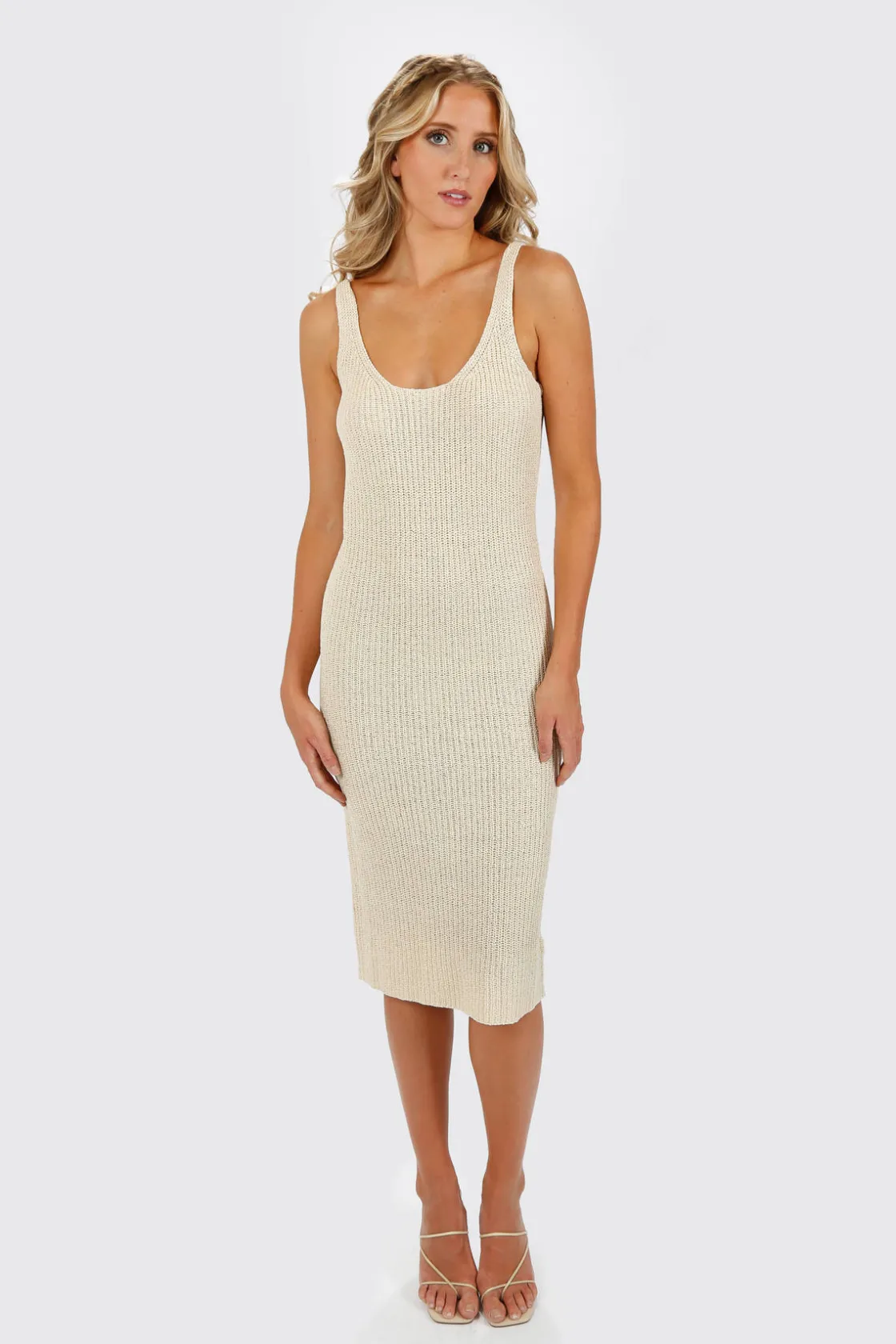 Tobi Alexy Ribbed Bodycon Midi Dress -