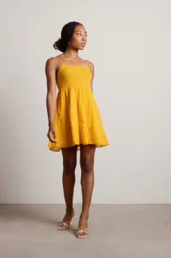 Tobi Alfiya Smocked Skater Mini Dress - Yellow