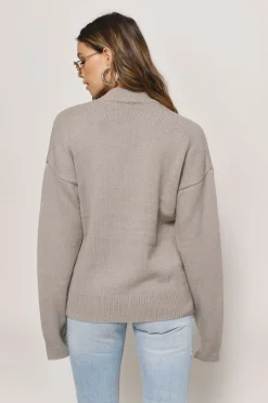 Tobi Alice Choker Neck Sweater - Taupe