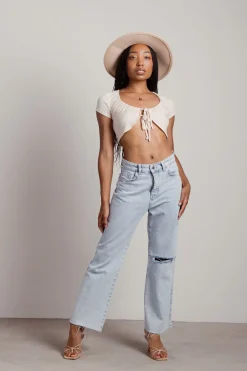Tobi Alice Crop Top - Beige
