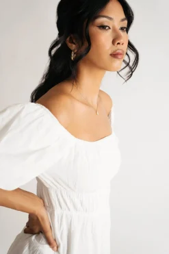 Tobi Alison Puff Sleeve Ruched Skater Mini Dress