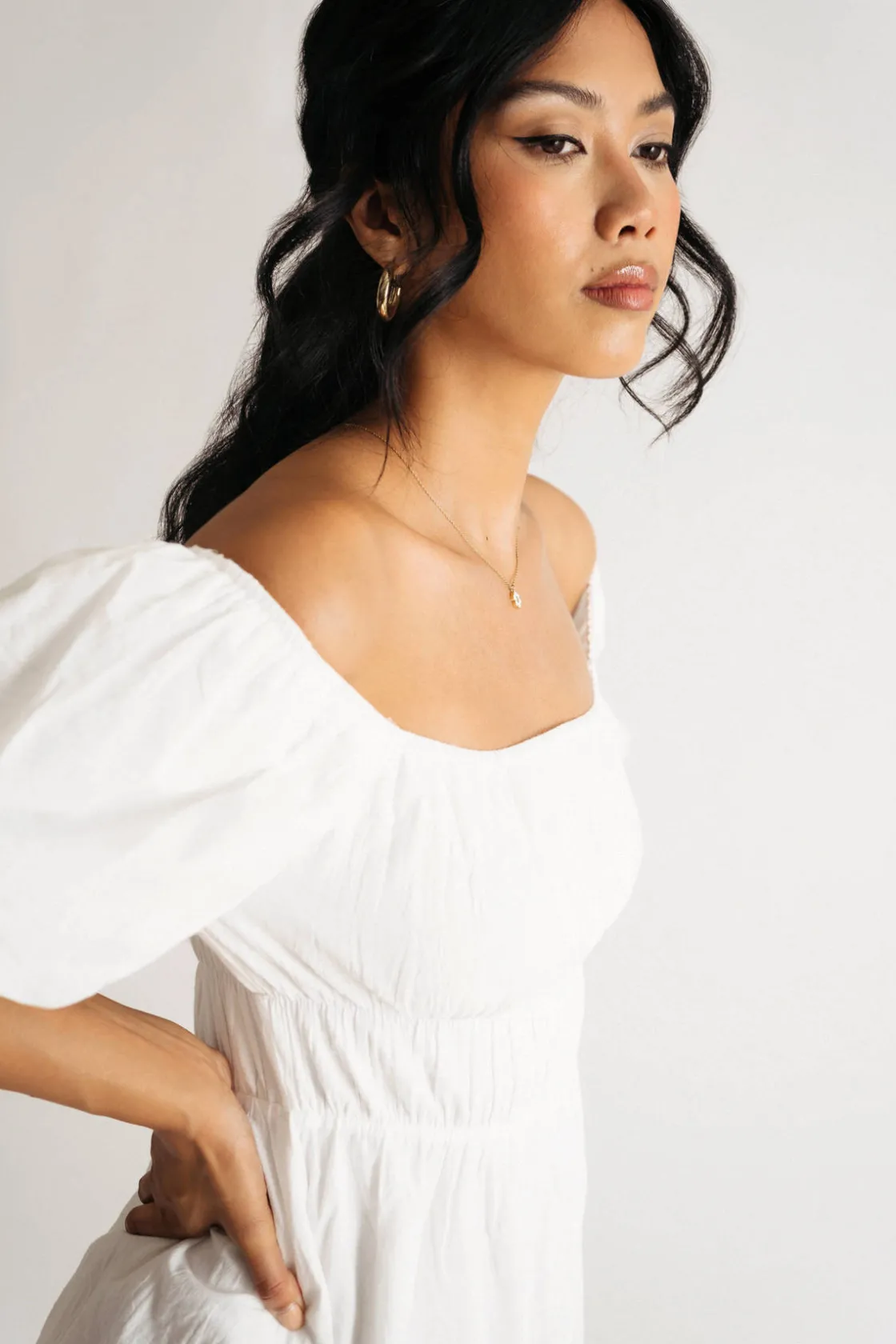 Tobi Alison Puff Sleeve Ruched Skater Mini Dress