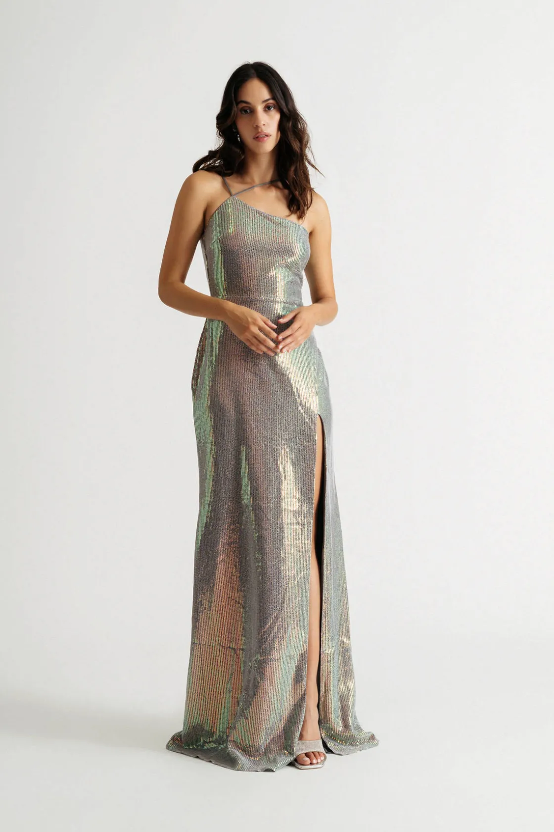 Tobi All About You Sequin High Slit Maxi Dress -