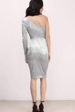 Tobi All For One Metallic One Shoulder Mini Dress -