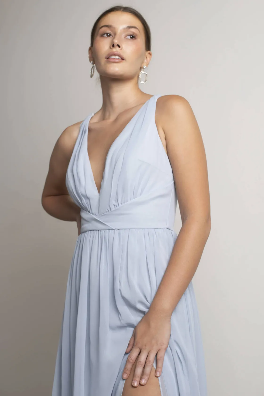 Tobi All I Ever Need Deep V High Slit Maxi Dress - Burgundy