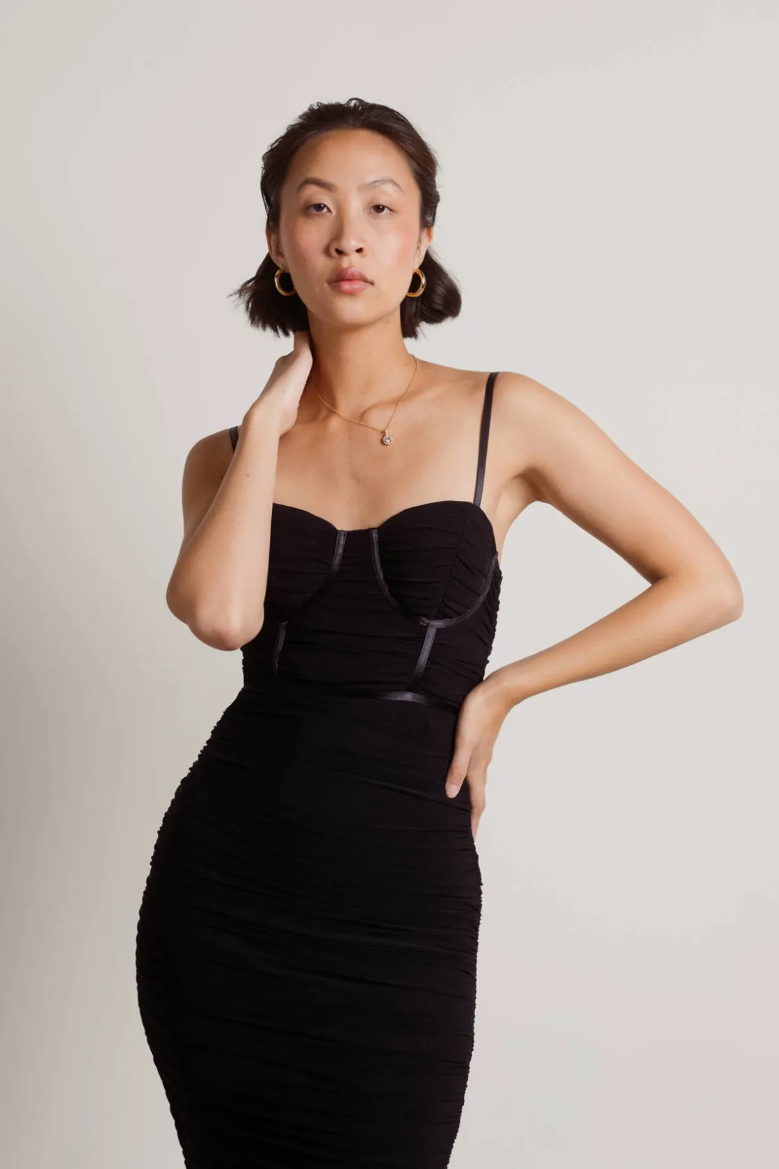 Tobi All Nighter Corset Slit Midi Dress - Powder Pink