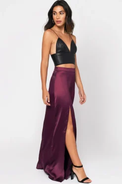 Tobi All Of Me High Slit Maxi Skirt - Wine