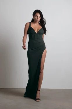 Tobi All Over Me Corset High Slit Maxi Dress - Sky Blue