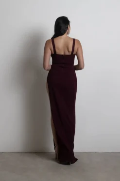 Tobi All Over Me Corset High Slit Maxi Dress - Sky Blue