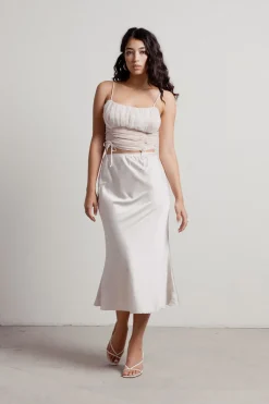 Tobi All The Feels Satin Midi Skirt