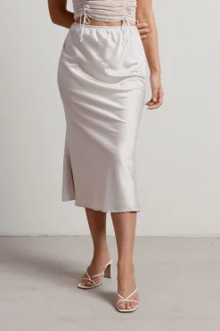 Tobi All The Feels Satin Midi Skirt