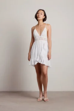 Tobi All The Right Reasons Crochet Bust Skater Mini Dress -