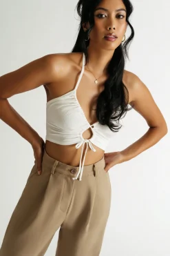 Tobi All Tied Up Crop Top - Dusty Sage