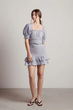 Tobi Almost Love Smocked Tiered Mini Dress -