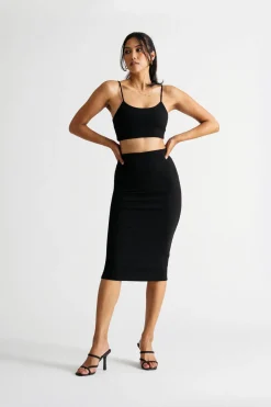 Tobi Almost There Ribbed Crop Top And Midi Skirt Set -