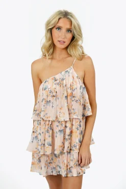 Tobi Alona One Shoulder Floral Mini Dress -