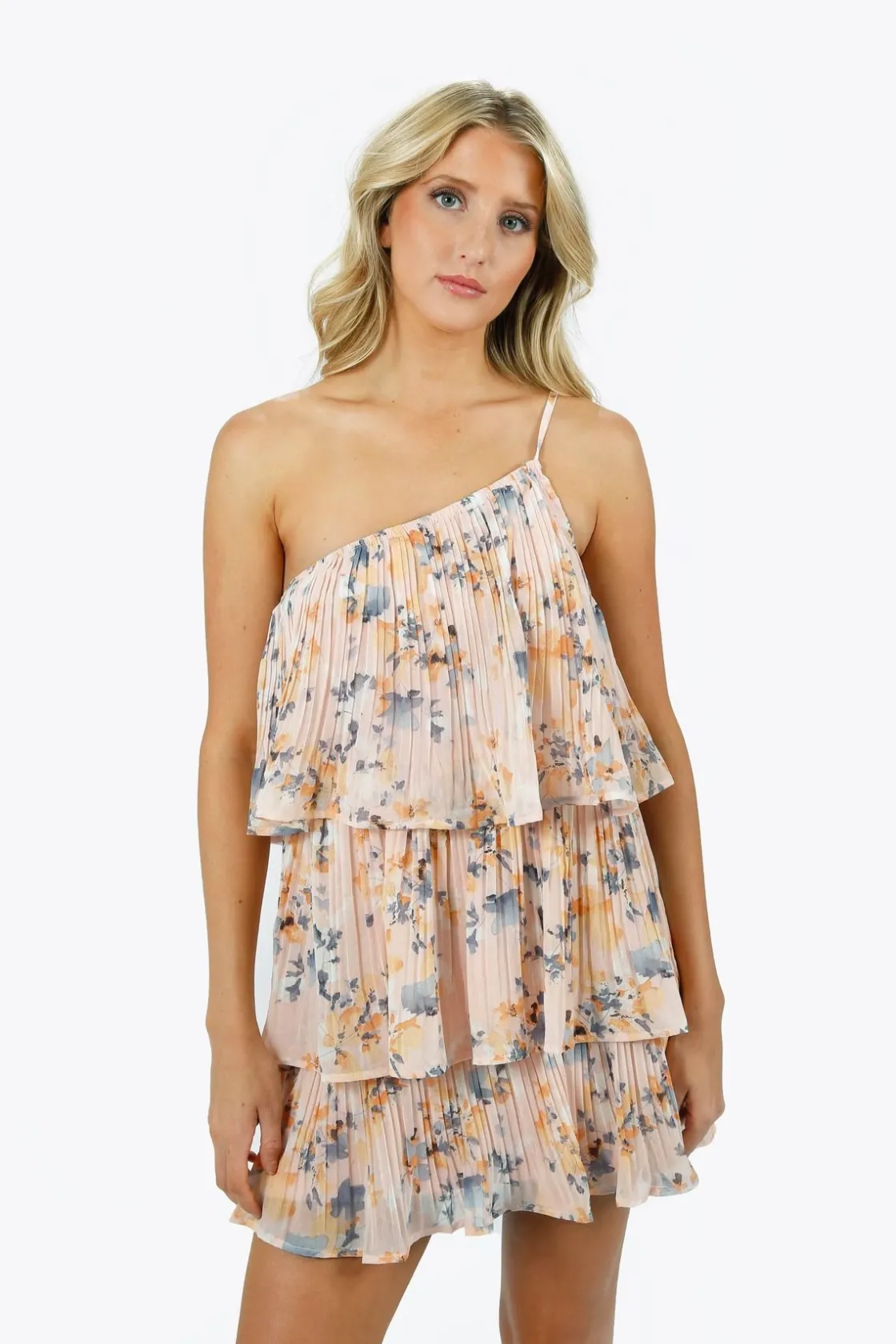Tobi Alona One Shoulder Floral Mini Dress -