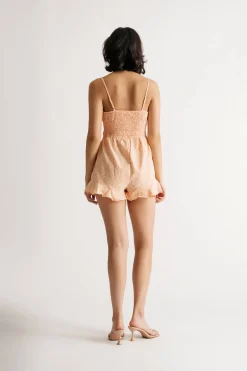 Tobi Always A Dream Gingham Romper - Orange