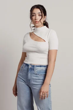 Tobi Alyah Cutout Sweater Top - White