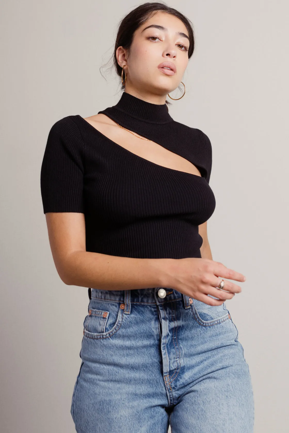 Tobi Alyah Cutout Sweater Top - White