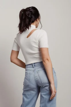 Tobi Alyah Cutout Sweater Top - White