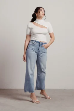 Tobi Alyah Cutout Sweater Top - White