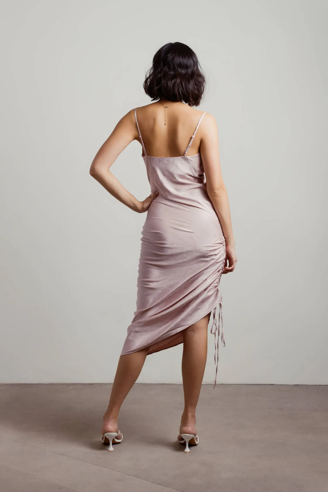 Tobi Amari Satin Cowl Neck Midi Dress - Mauve
