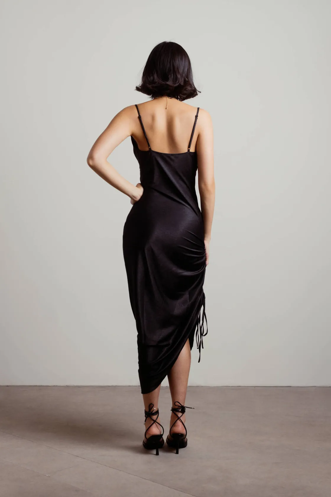 Tobi Amari Satin Cowl Neck Midi Dress - Mauve