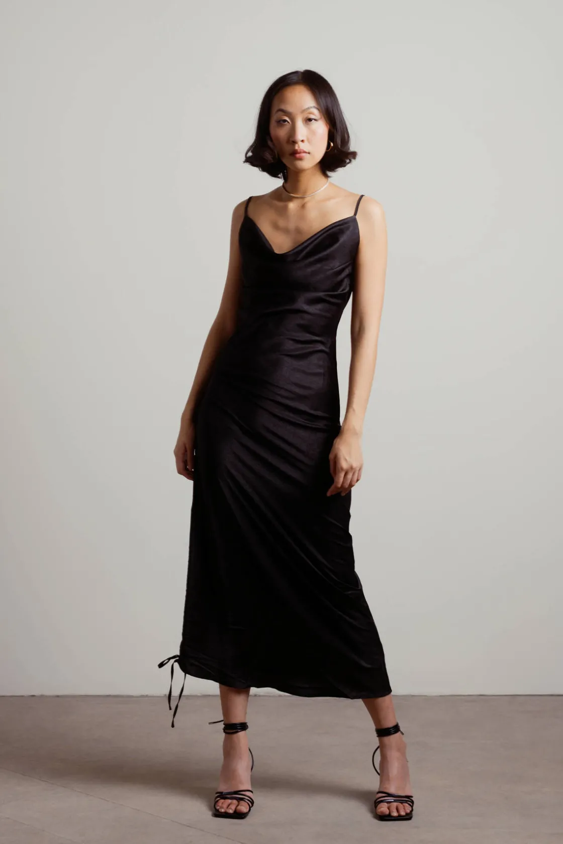 Tobi Amari Satin Cowl Neck Midi Dress - Mauve