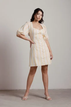 Tobi Amber Button Up Skater Mini Dress -
