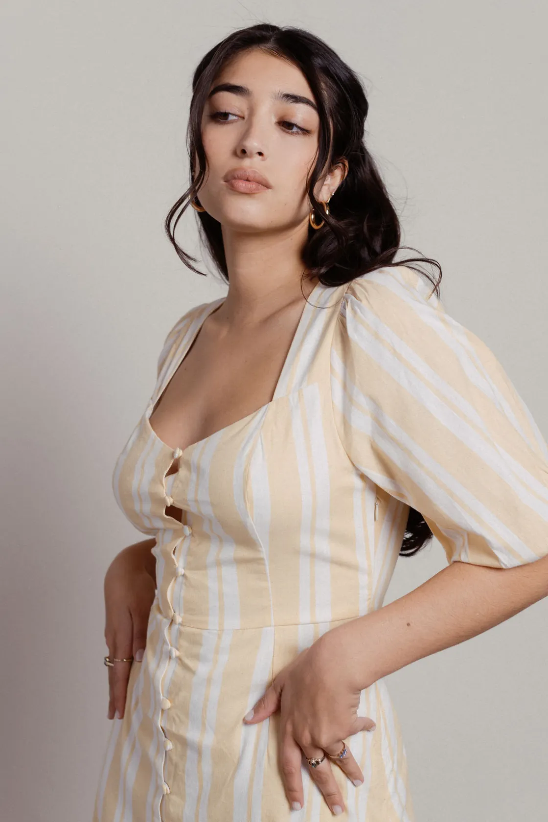 Tobi Amber Button Up Skater Mini Dress -