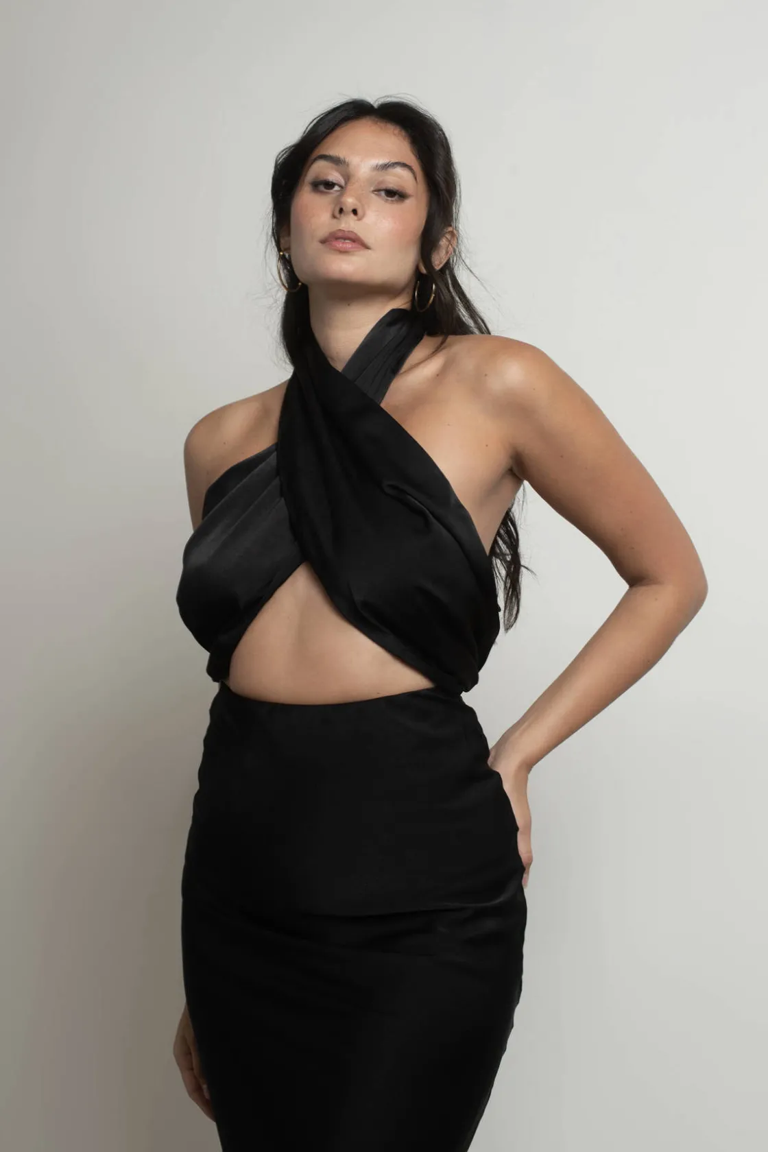 Tobi Anabella Halter Bodycon Midi Dress -